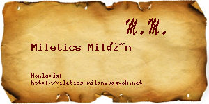 Miletics Milán névjegykártya