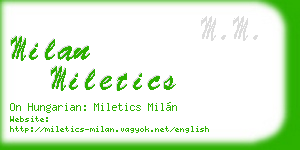 milan miletics business card